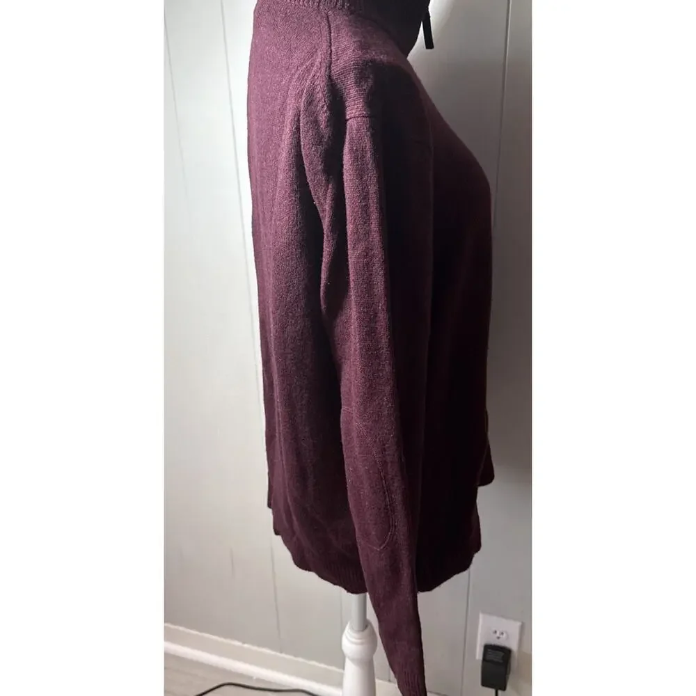 Banana Republic Men's Maroon Knit Solid Mock Neck 1/4 Zip Pullover Sweater M AA3